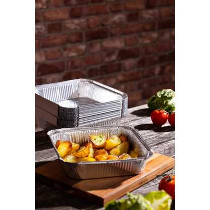 Fiesta Recyclable Deep Foil Containers 2100ml (200 Pack) (Capacity: 2100ml | Pack Quantity: 200) • PAS-DZ892
