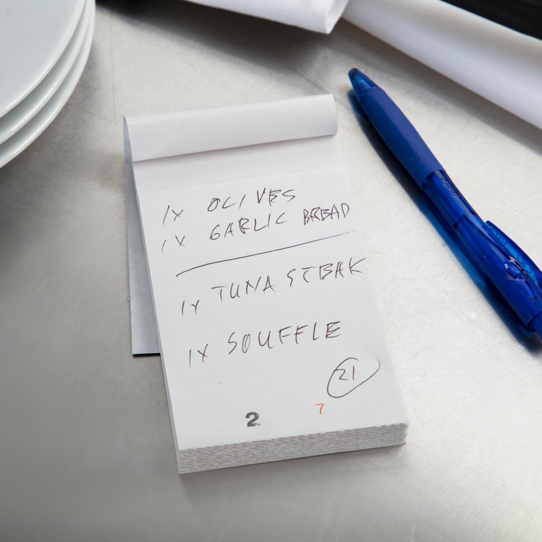 Olympia Restaurant Waiter Pads Duplicate Small (50 Pack) (Duplicate Endfold Check Pad - Small. 50 leaves. Pack quantity 50) • PAS-E167