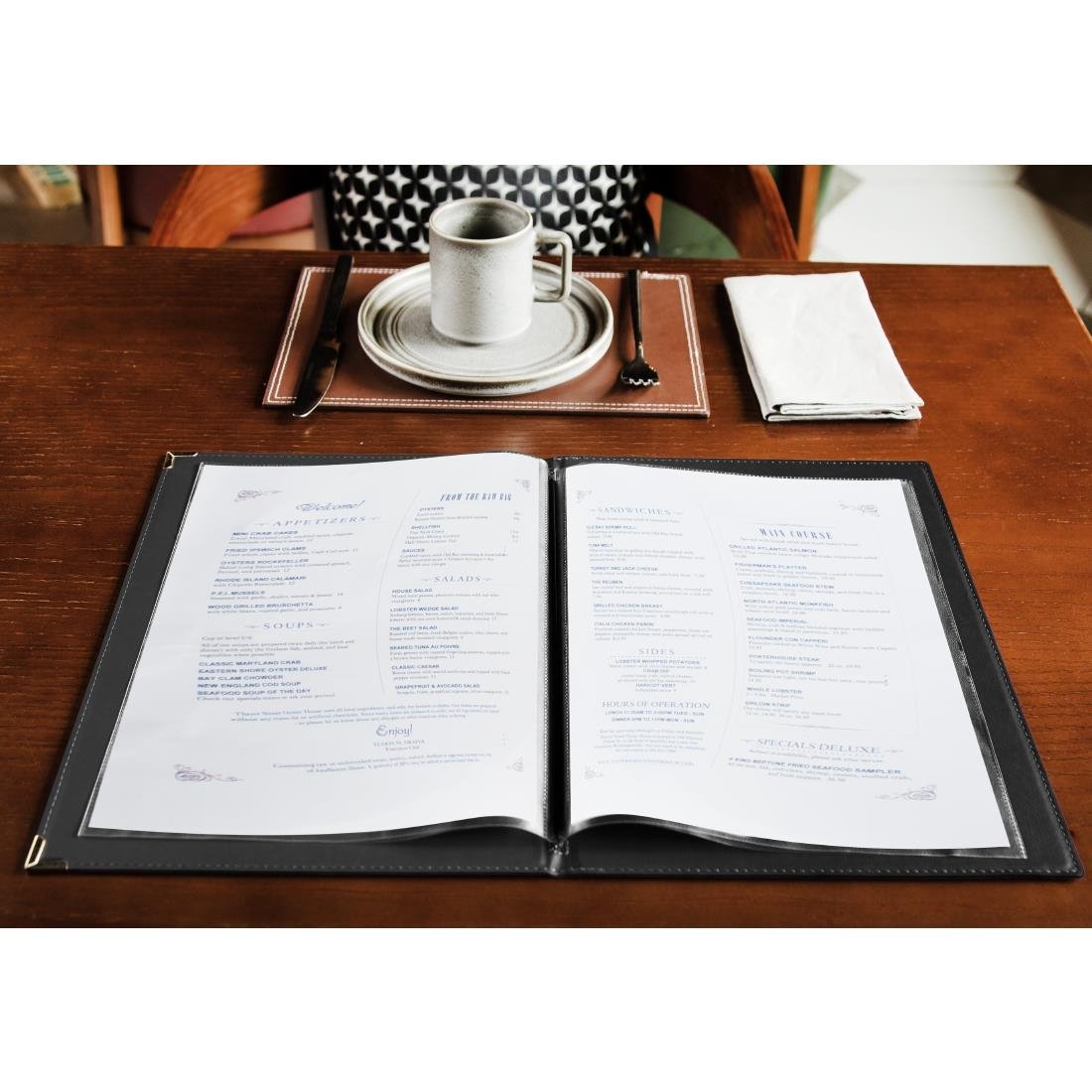 Olympia Leatherette Style Menu Cover A4 2 Card • PAS-E221