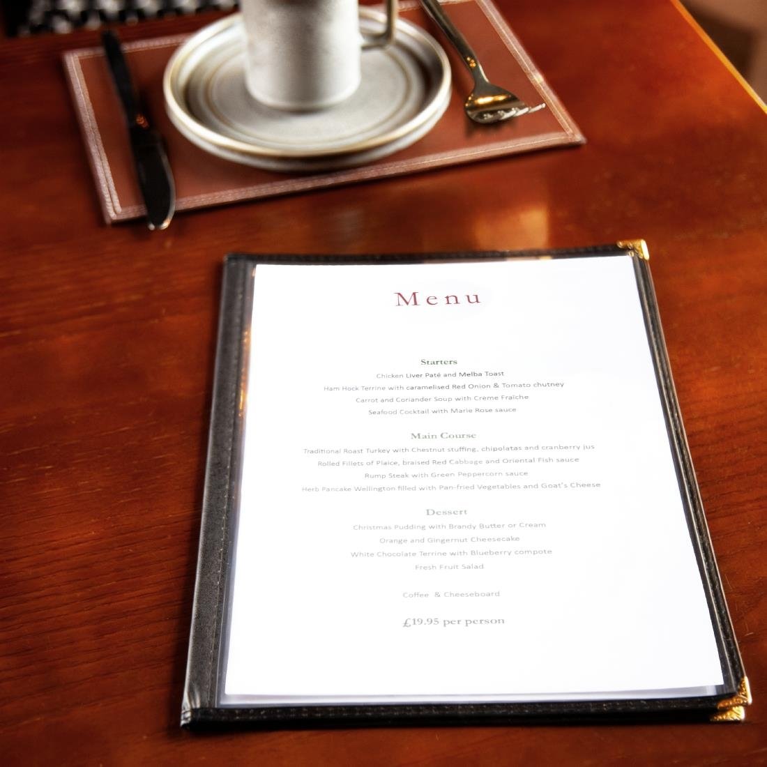 Olympia American Style Menu Cover Four Card Black A4 • PAS-E293