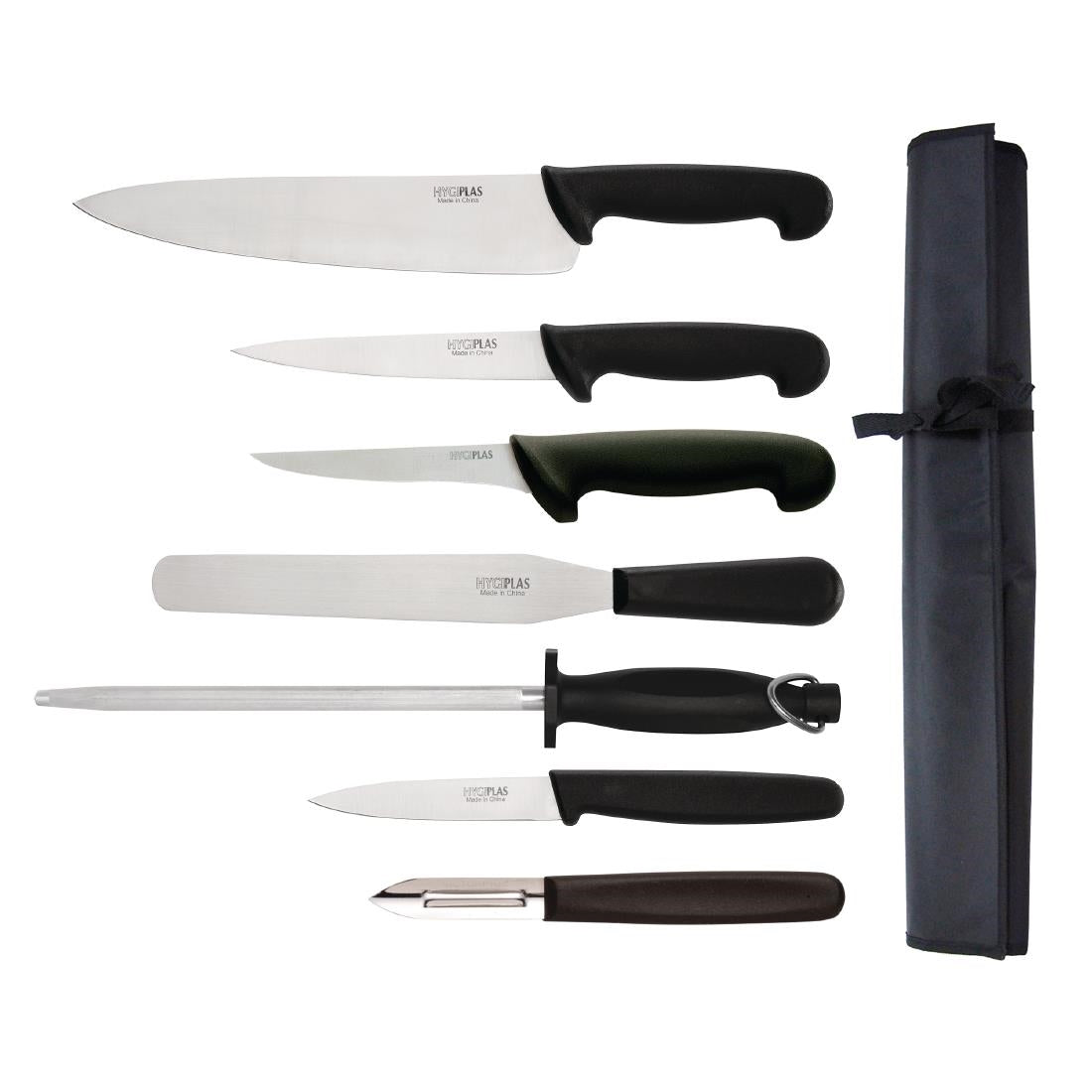 Hygiplas 7 Piece Knife Starter Set With 265mm Chef Knife and Roll Bag • PAS-F203