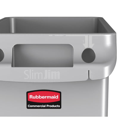 Rubbermaid Slim Jim Container with Venting Channels Grey 60Ltr (Material: Plastic | Colour: Grey | Capacity: 60Ltr | 279(W)x635(H)x558(D)mm) • PAS-F603
