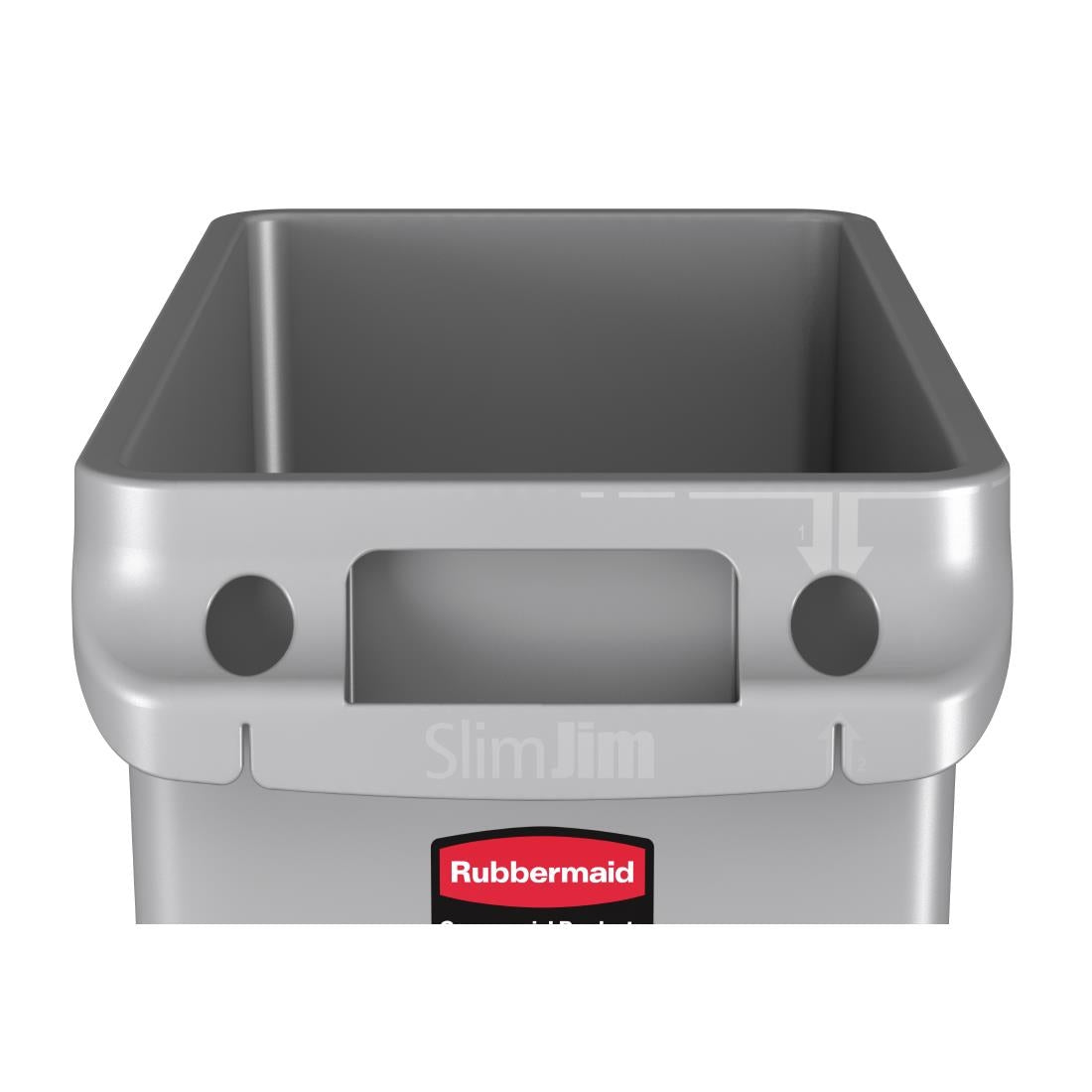 Rubbermaid Slim Jim Container with Venting Channels Grey 60Ltr (Material: Plastic | Colour: Grey | Capacity: 60Ltr | 279(W)x635(H)x558(D)mm) • PAS-F603
