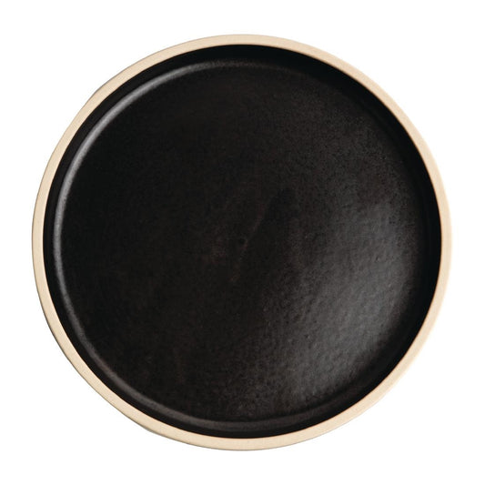 Olympia Canvas Flat Round Plate Delhi Black 180mm (6 Pack) (180mm (Ø) | Pack Quantity: 6) • PAS-FA314