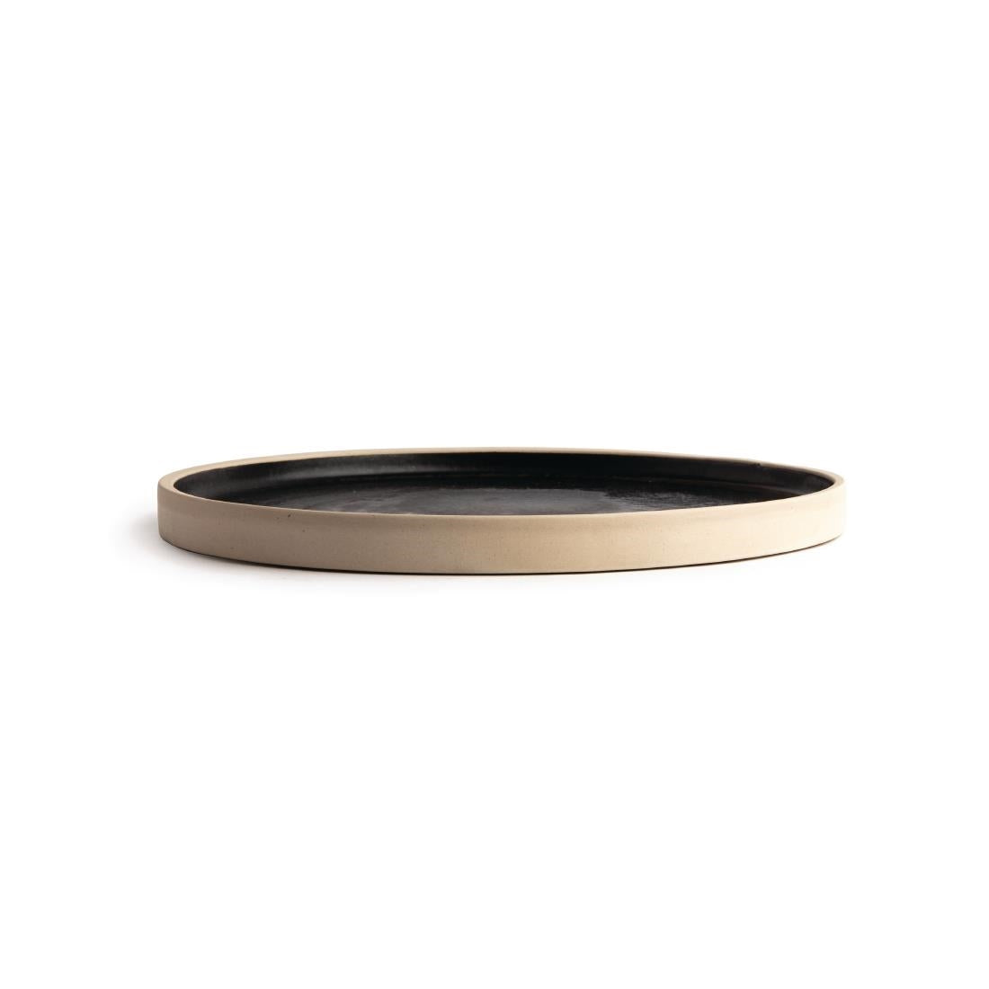 Olympia Canvas Flat Round Plate Delhi Black 250mm (6 Pack) (250mm (Ø) | Pack Quantity: 6) • PAS-FA315