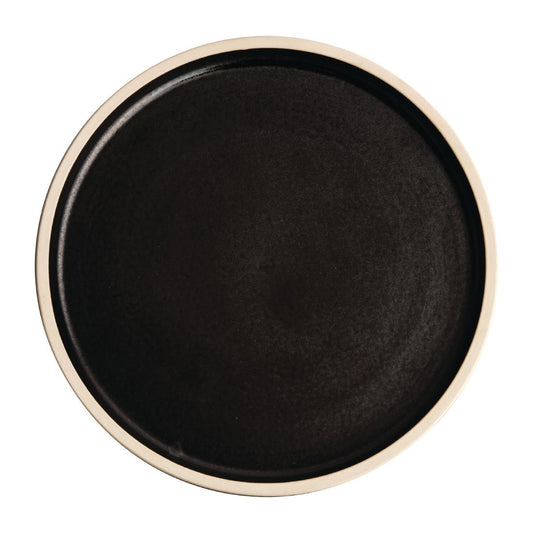 Olympia Canvas Flat Round Plate Delhi Black 250mm (6 Pack) (250mm (Ø) | Pack Quantity: 6) • PAS-FA315