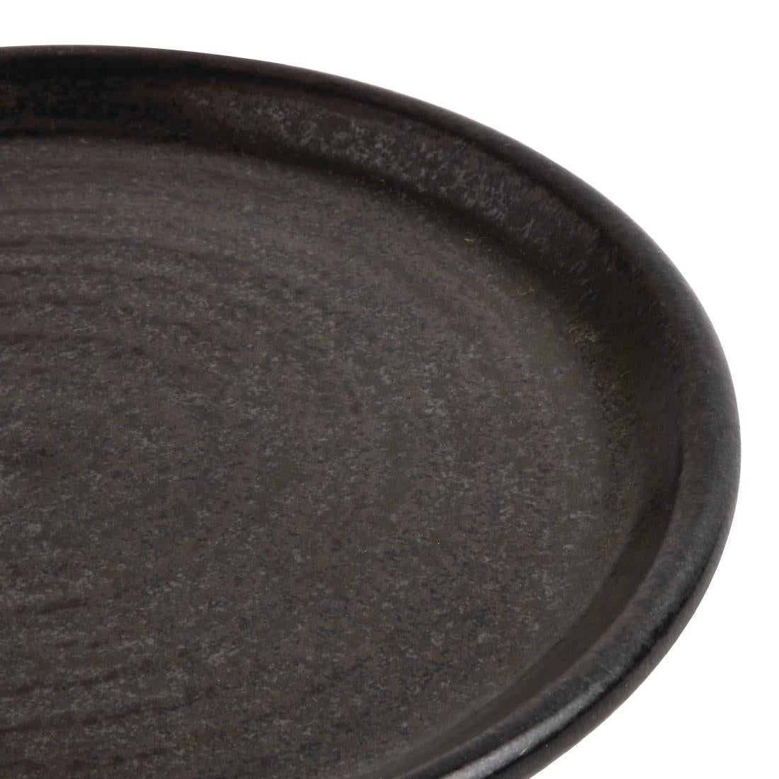 Olympia Canvas Small Rim Round Plate Delhi Black 180mm (6 Pack) (Pack of 6) • PAS-FA316