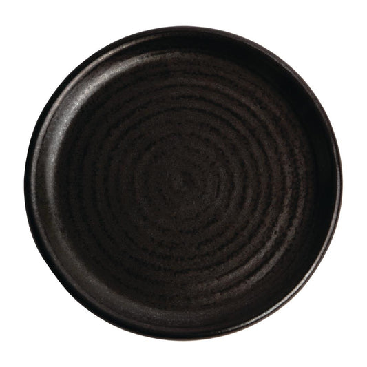 Olympia Canvas Small Rim Round Plate Delhi Black 180mm (6 Pack) (Pack of 6) • PAS-FA316