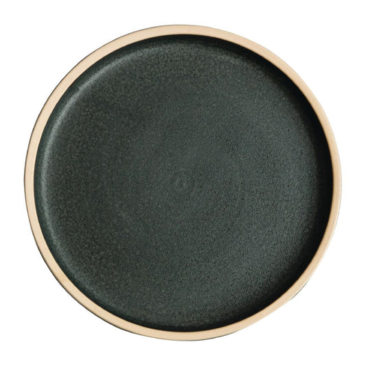 Olympia Canvas Flat Round Plate Green Verdigris 180mm (6 Pack) (7" / 180mm (Ø). Pack Quantity: 6) • PAS-FA321