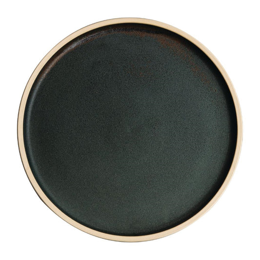 Olympia Canvas Flat Round Plate Green Verdigris 250mm (6 Pack) (10" / 250mm (Ø). Pack Quantity: 6) • PAS-FA322