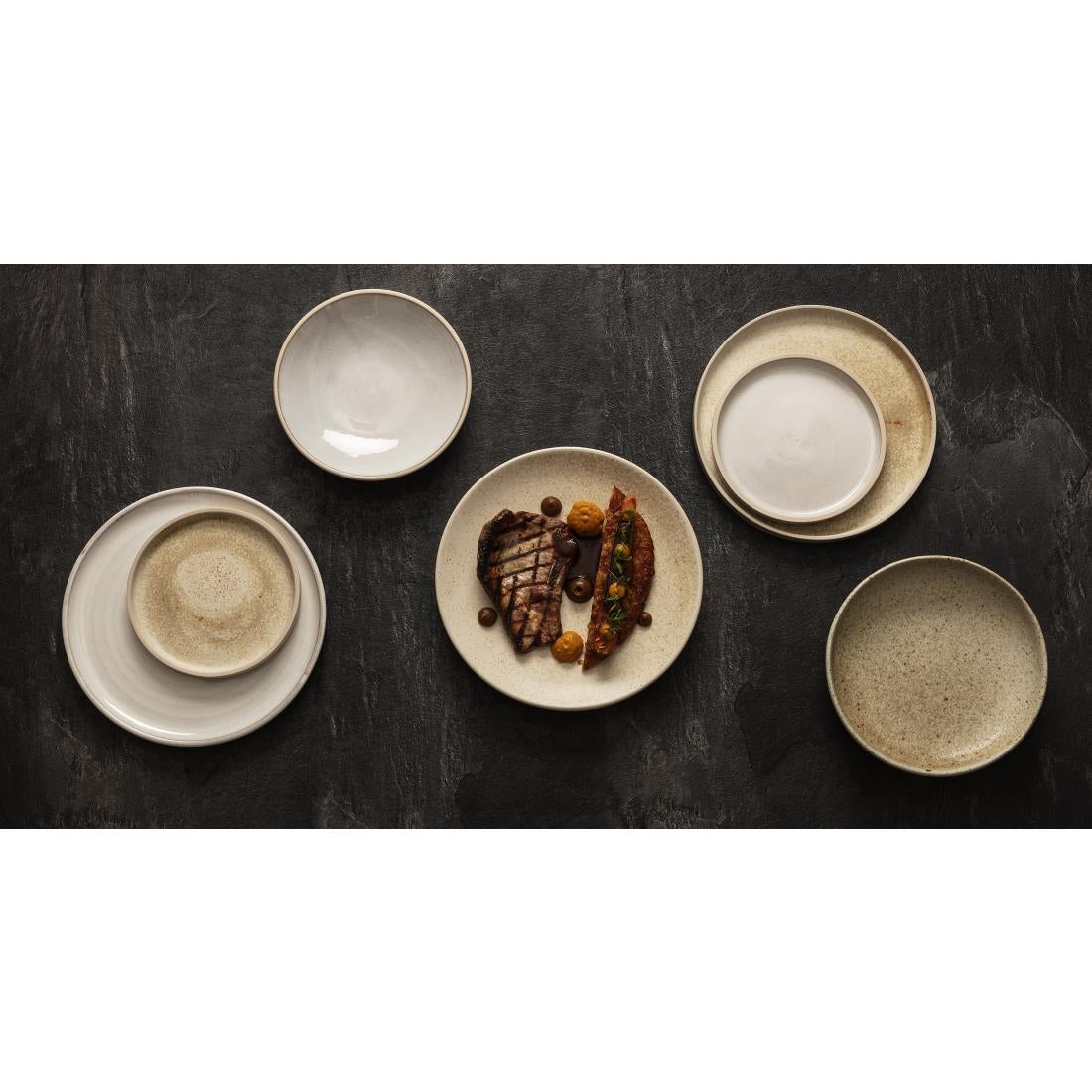 Olympia Canvas Flat Round Plate Wheat 250mm (6 Pack) (Pack of 6) • PAS-FA336