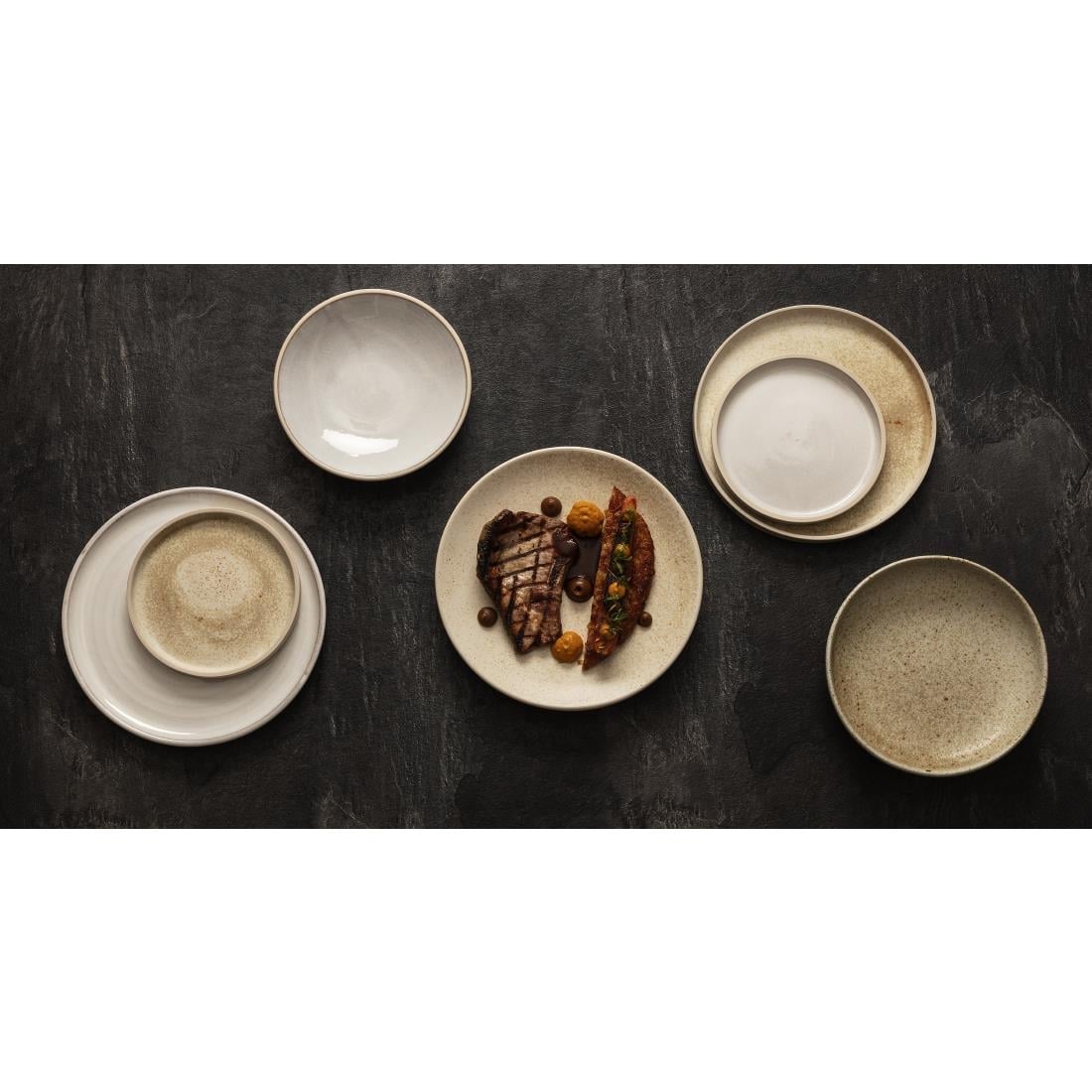 Olympia Canvas Flat Round Plate Murano White 180mm (6 Pack) (Pack of 6) • PAS-FA328