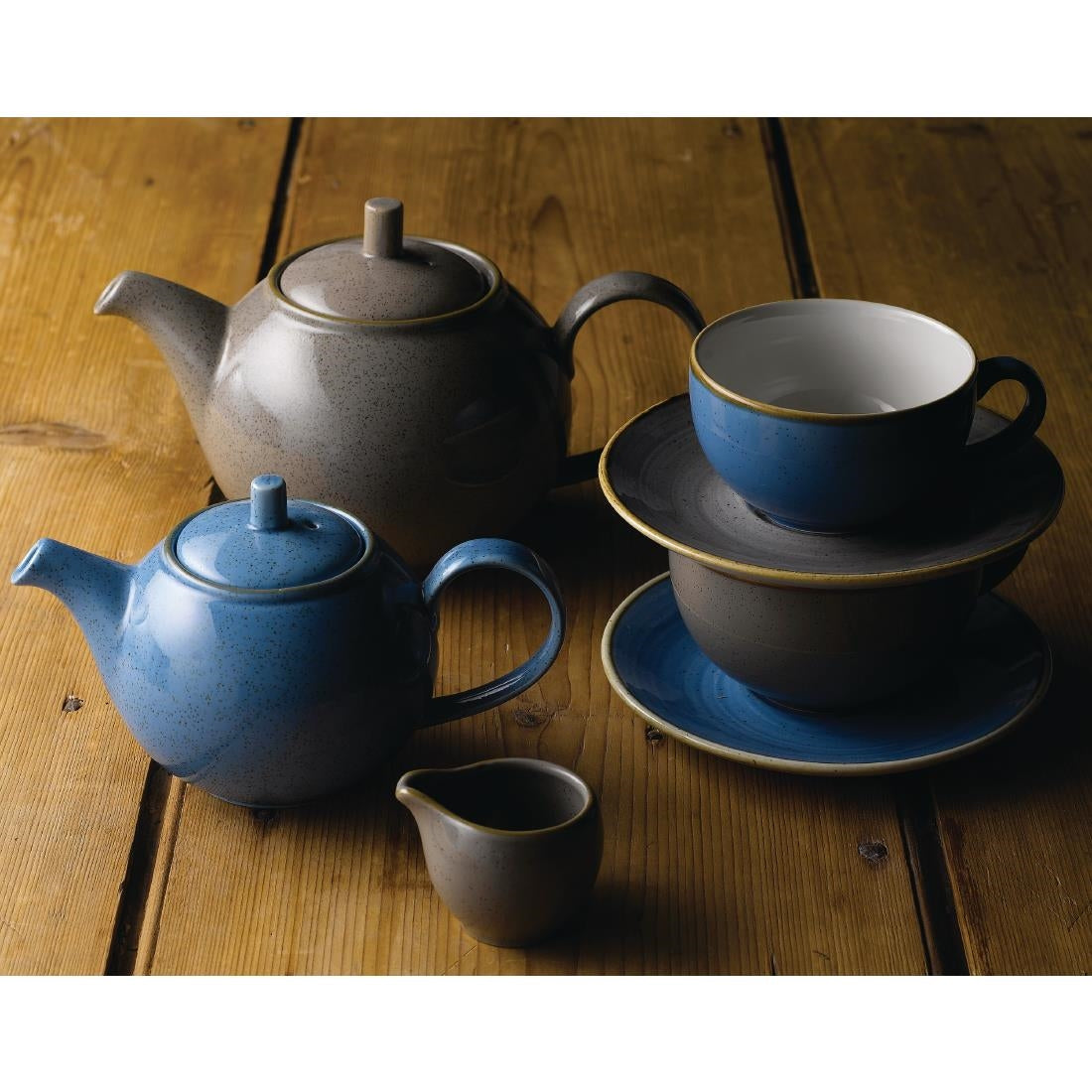 Churchill Stonecast Round Cappuccino Saucers Peppercorn Grey 185mm • PAS-DK567