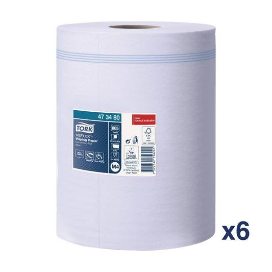 Tork Reflex Wiping Paper Blue Centrefeed Rolls M4 (6 Pack) • PAS-FA703