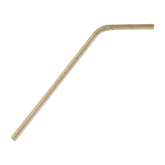 Fiesta Compostable Bendy Paper Straws Kraft (250 Pack) (210(L)mm | Pack Quantity: 250) • PAS-FB141