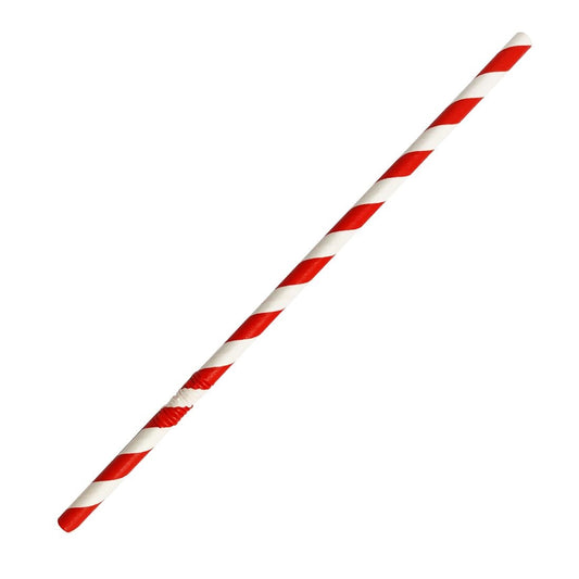 Fiesta Compostable Bendy Paper Straws Red Stripes (Pack of 250) • PAS-FB142