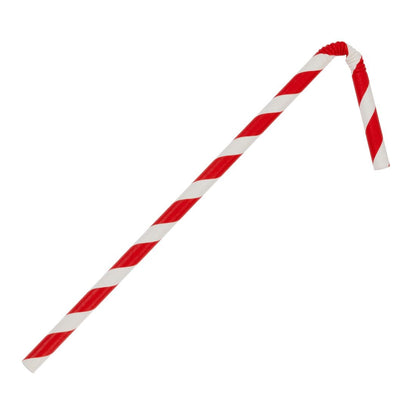 Fiesta Compostable Bendy Paper Straws Red Stripes (250 Pack) (210(L)mm | Pack Quantity: 250) • PAS-FB142