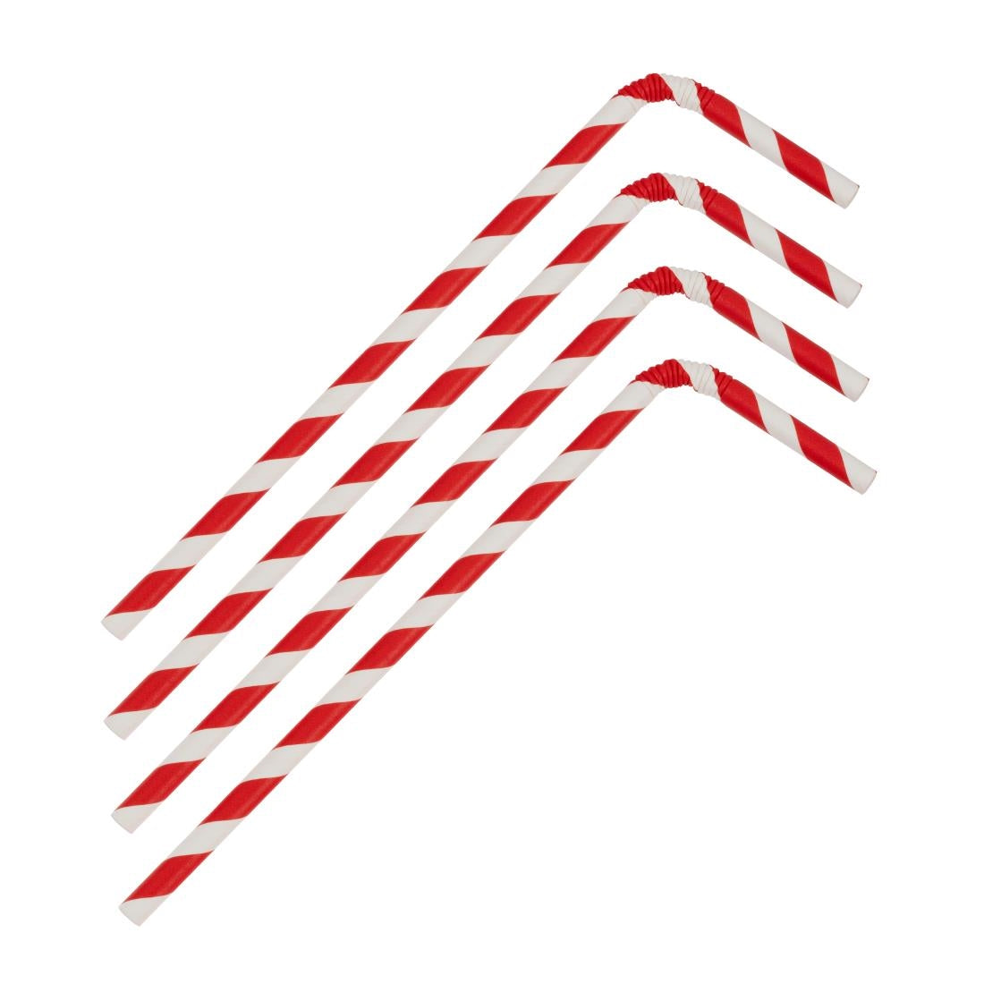 Fiesta Compostable Bendy Paper Straws Red Stripes (250 Pack) (210(L)mm | Pack Quantity: 250) • PAS-FB142
