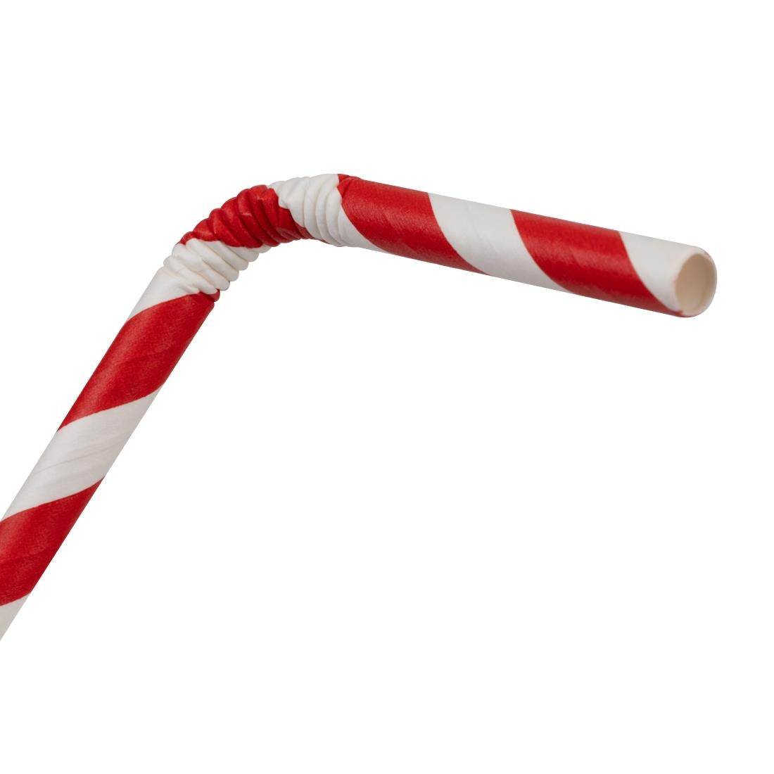 Fiesta Compostable Bendy Paper Straws Red Stripes (250 Pack) (210(L)mm | Pack Quantity: 250) • PAS-FB142