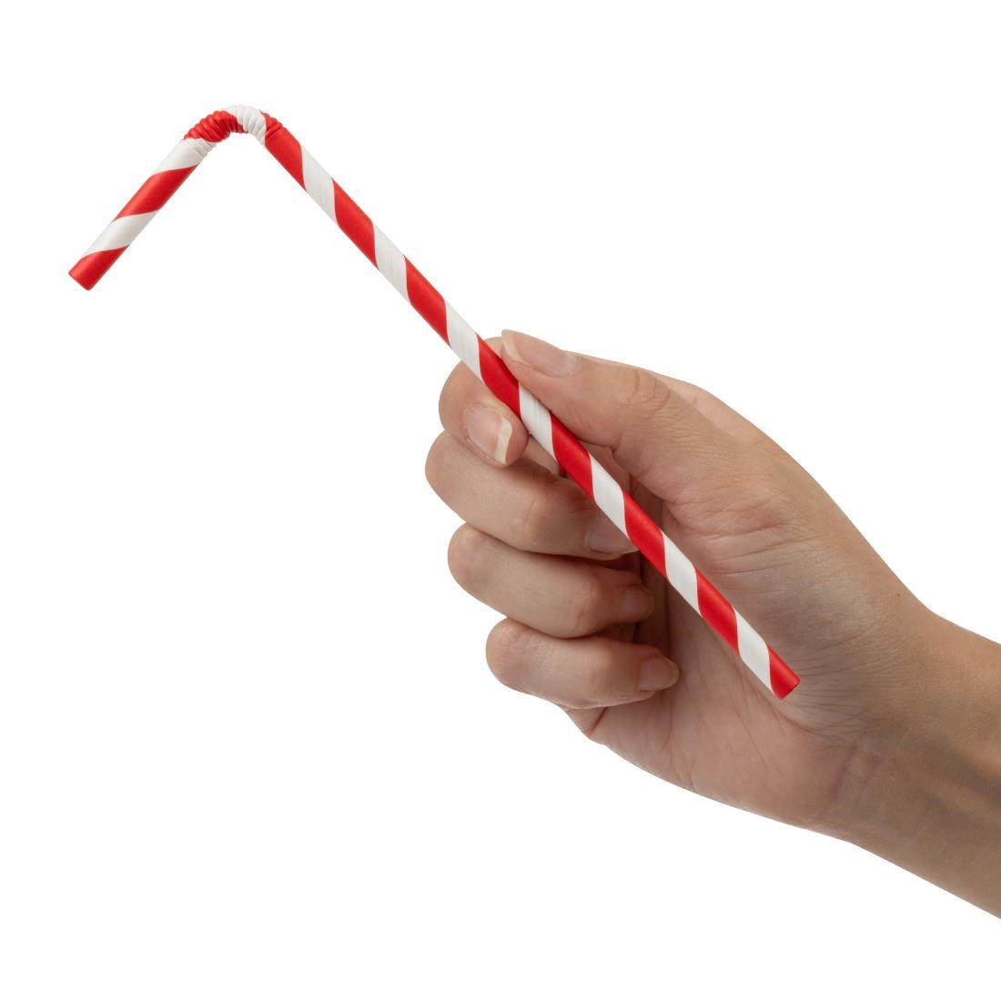 Fiesta Compostable Bendy Paper Straws Red Stripes (250 Pack) (210(L)mm | Pack Quantity: 250) • PAS-FB142