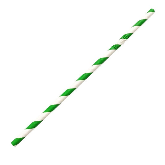 Fiesta Compostable Bendy Paper Straws Green Stripes (Pack of 250) • PAS-FB143