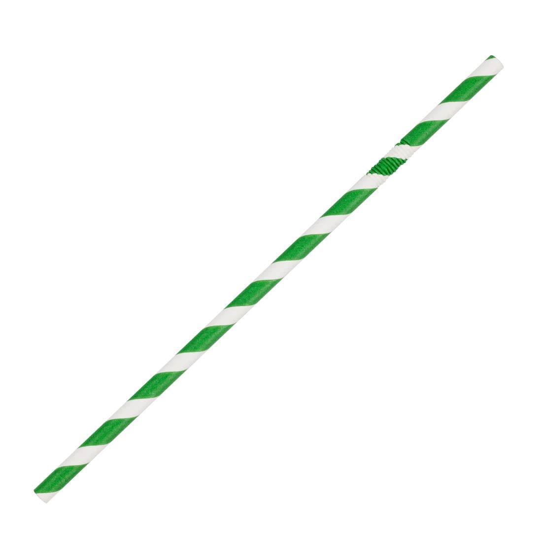 Fiesta Compostable Bendy Paper Straws Green Stripes (250 Pack) (210(L)mm | Pack Quantity: 250) • PAS-FB143