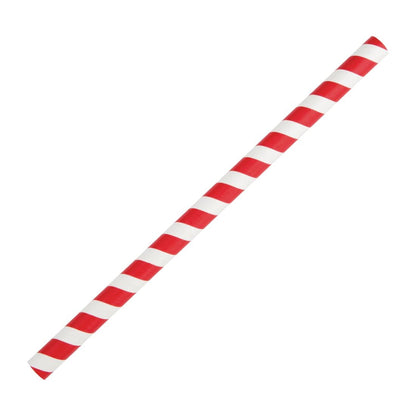 Fiesta Compostable Paper Smoothie Straws Red Stripes (Pack of 250) • PAS-FB147