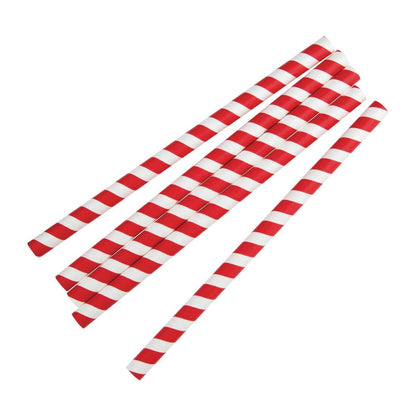 Fiesta Compostable Paper Smoothie Straws Red Stripes (Pack of 250) • PAS-FB147