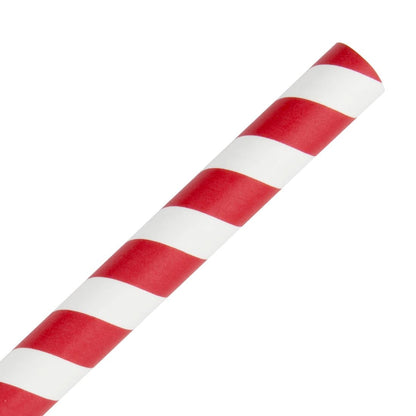 Fiesta Compostable Paper Smoothie Straws Red Stripes (Pack of 250) • PAS-FB147