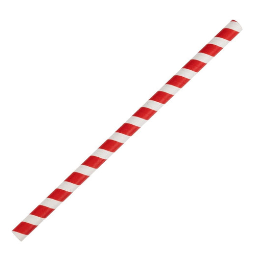 Fiesta Compostable Paper Smoothie Straws Red Stripes (250 Pack) (210(L)mm | Pack Quantity: 250) • PAS-FB147