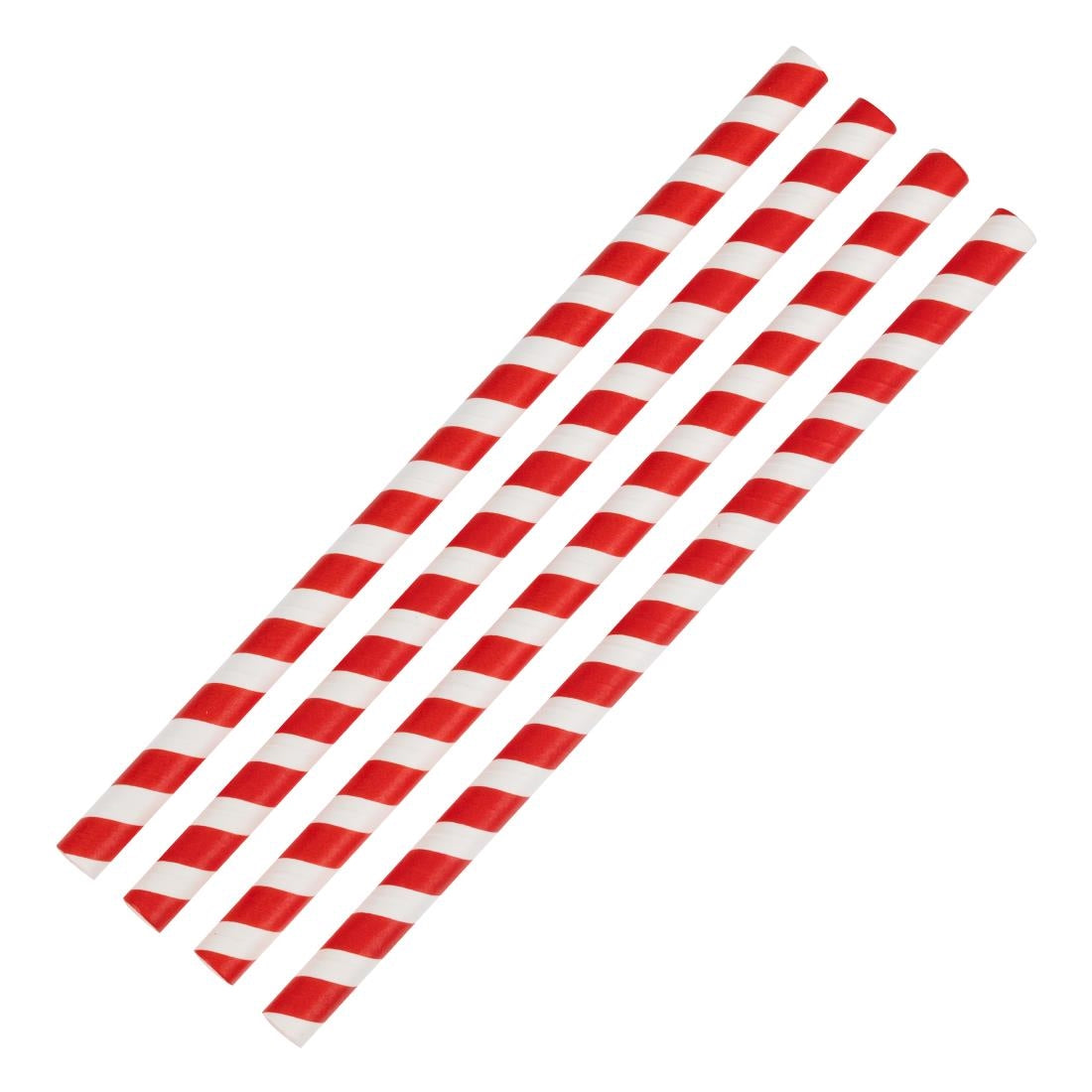 Fiesta Compostable Paper Smoothie Straws Red Stripes (250 Pack) (210(L)mm | Pack Quantity: 250) • PAS-FB147