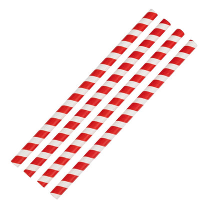 Fiesta Compostable Paper Smoothie Straws Red Stripes (250 Pack) (210(L)mm | Pack Quantity: 250) • PAS-FB147