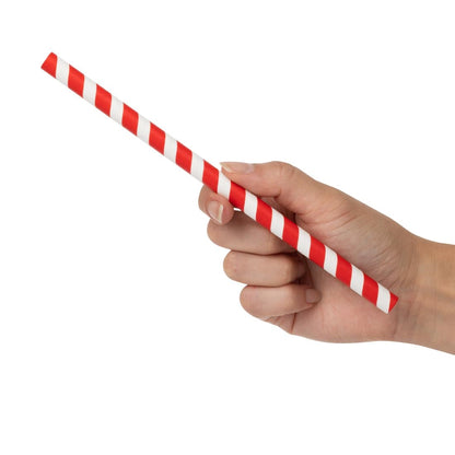 Fiesta Compostable Paper Smoothie Straws Red Stripes (250 Pack) (210(L)mm | Pack Quantity: 250) • PAS-FB147