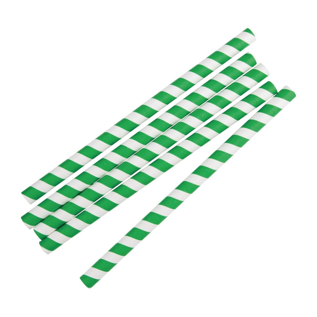 Fiesta Compostable Paper Smoothie Straws Green Stripes (250 Pack) (Pack of 250) • PAS-FB148