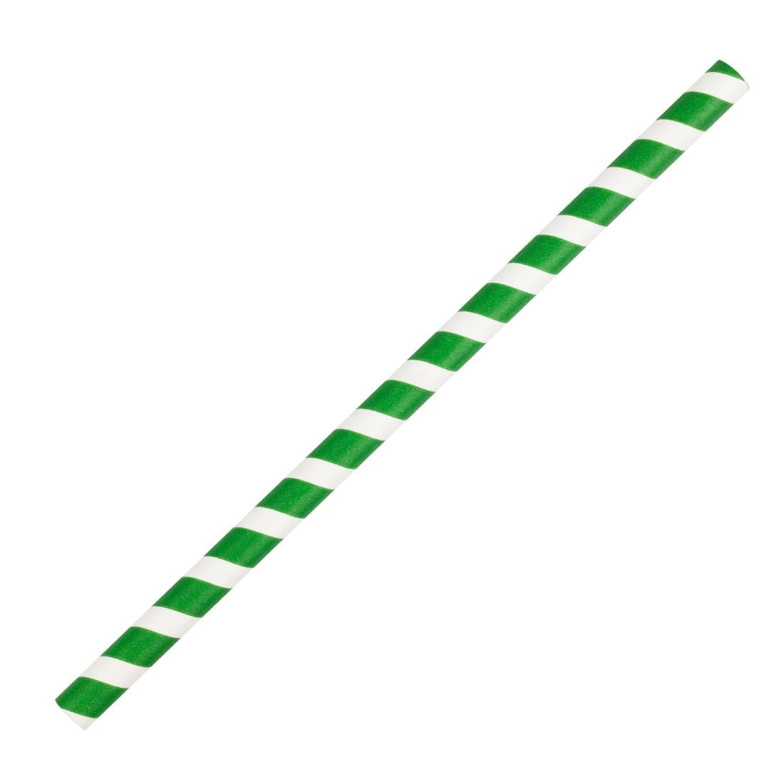 Fiesta Compostable Paper Smoothie Straws Green Stripes (250 Pack) (210(L)mm | Pack Quantity: 250) • PAS-FB148
