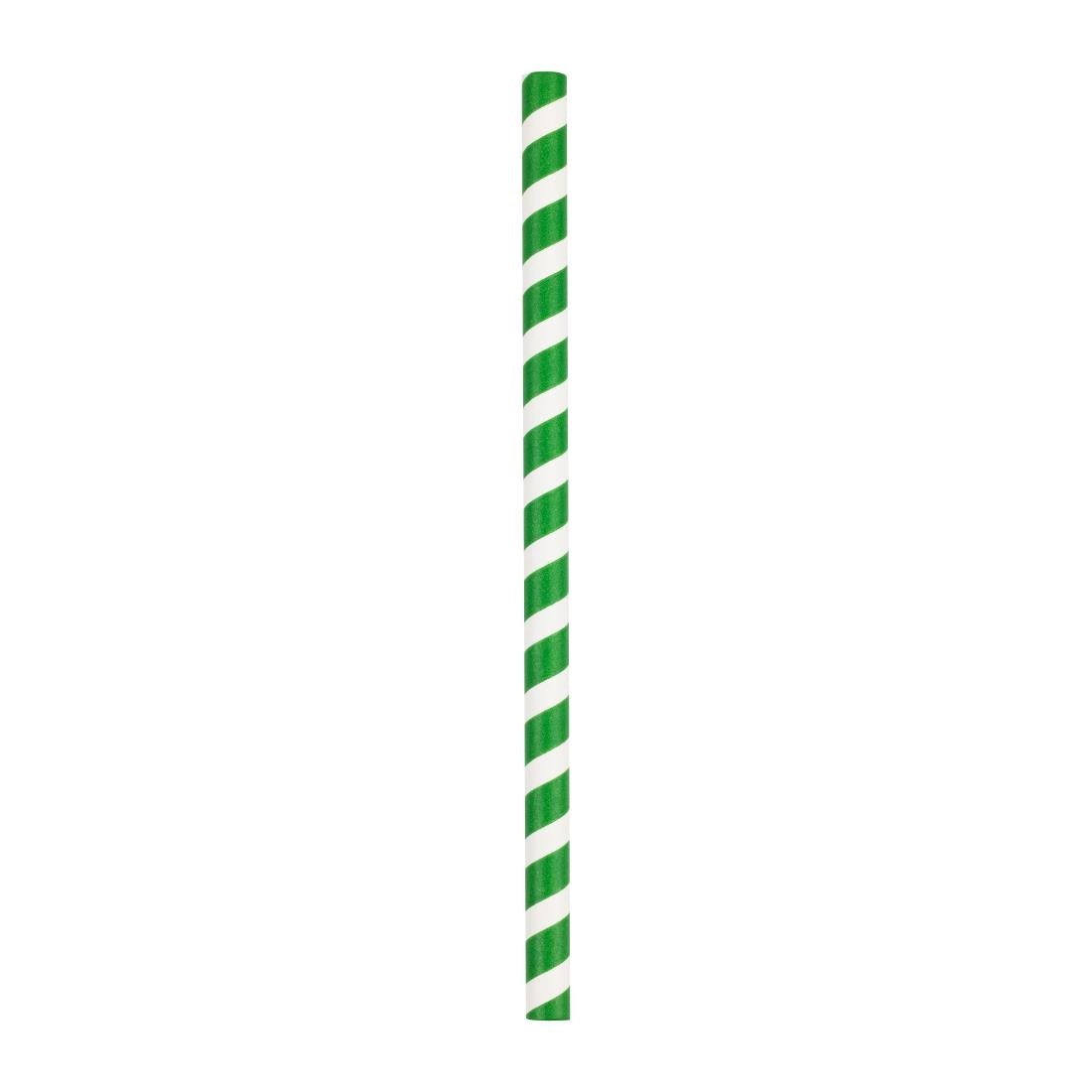 Fiesta Compostable Paper Smoothie Straws Green Stripes (250 Pack) (210(L)mm | Pack Quantity: 250) • PAS-FB148