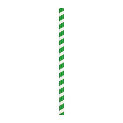 Fiesta Compostable Paper Smoothie Straws Green Stripes (250 Pack) (210(L)mm | Pack Quantity: 250) • PAS-FB148