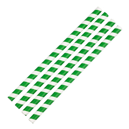 Fiesta Compostable Paper Smoothie Straws Green Stripes (250 Pack) (210(L)mm | Pack Quantity: 250) • PAS-FB148