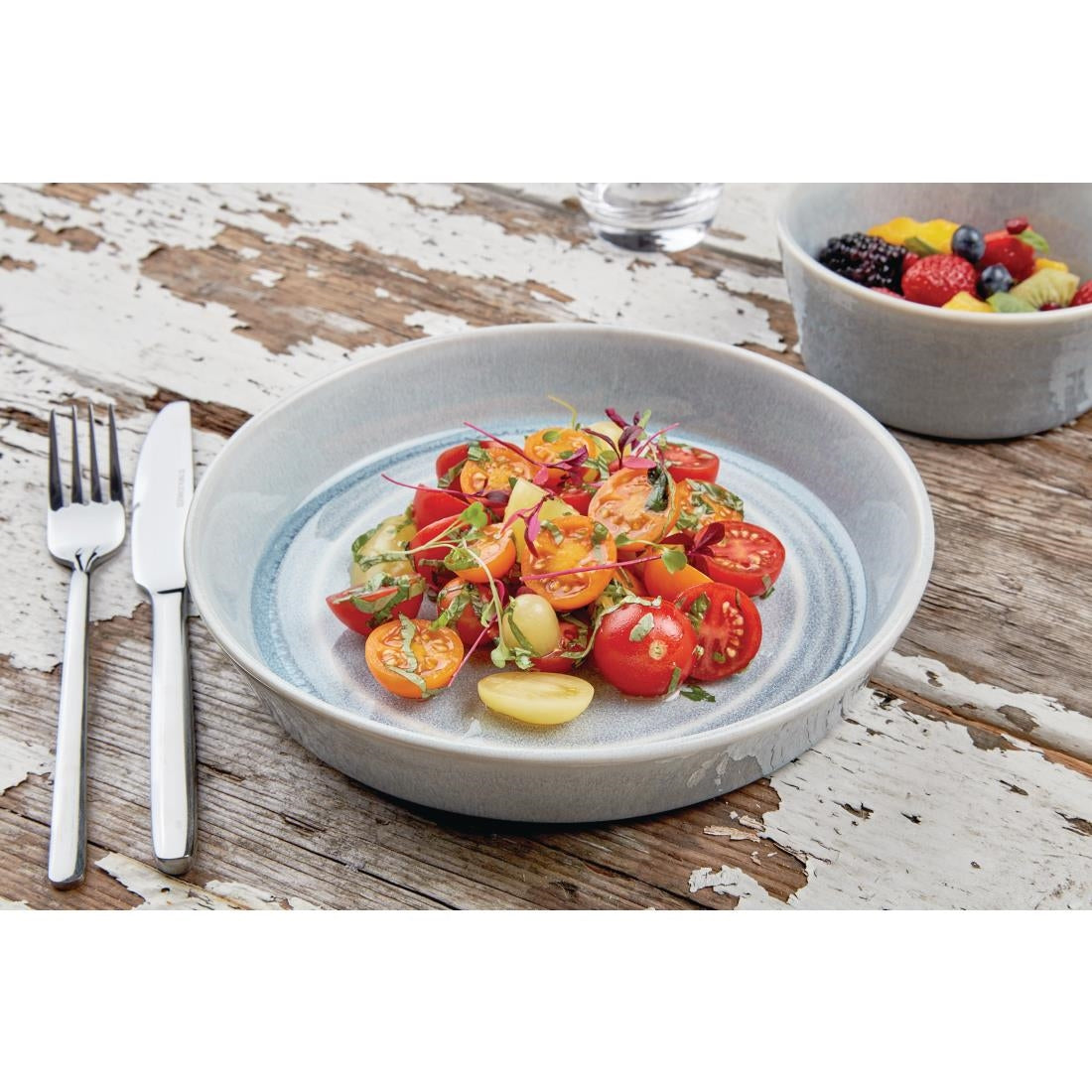 Olympia Cavolo Ice Blue Flat Round Bowl - 220mm (4 Pack) • PAS-FB566