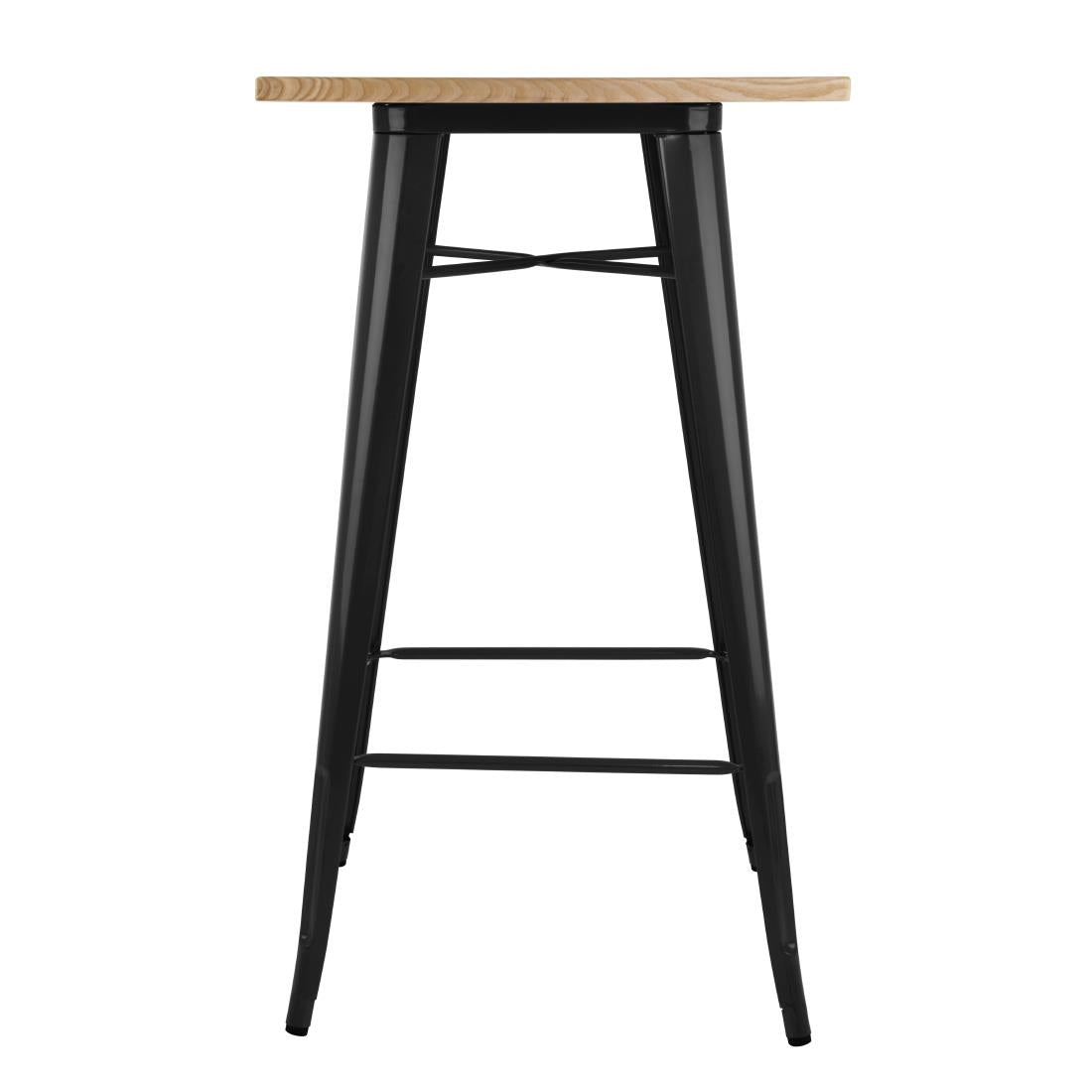 Bolero Bistro Metal Square Bar Table Black with Wooden Top 600mm • PAS-FB595