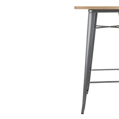 Bolero Bistro Metal Square Bar Table Gun Metal Grey with Wooden Top 600mm • PAS-FB596