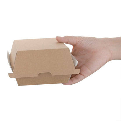 Fiesta Compostable Kraft Burger Boxes Small 105mm (Pack of 200) • PAS-FB664