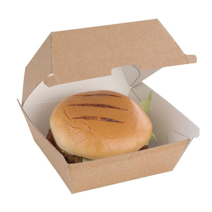 Fiesta Compostable Kraft Burger Boxes Small 105mm (Pack of 200) • PAS-FB664