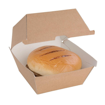 Fiesta Compostable Kraft Burger Boxes Large 112mm (Pack of 150) • PAS-FB665