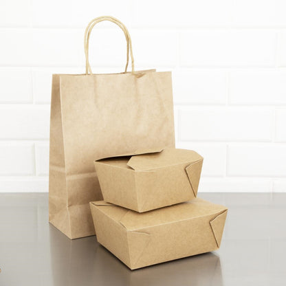"Fiesta Compostable Paperboard Food Cartons 1200ml / 42oz (200 Pack)" (1200ml | 42oz. Pack Quantity: 200 | 65(H) x 152(W) x 121(D)mm) • PAS-FB674