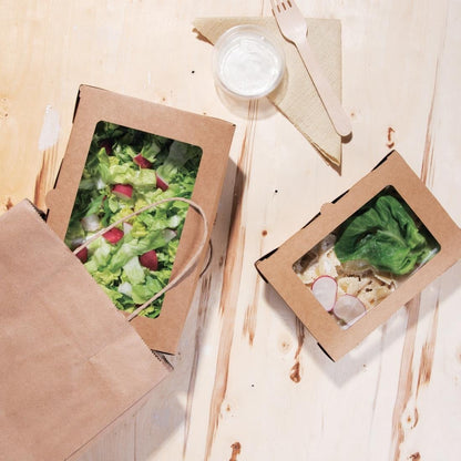 Fiesta Compostable Salad Boxes with PLA Windows 700ml (Pack of 200) • PAS-FB676