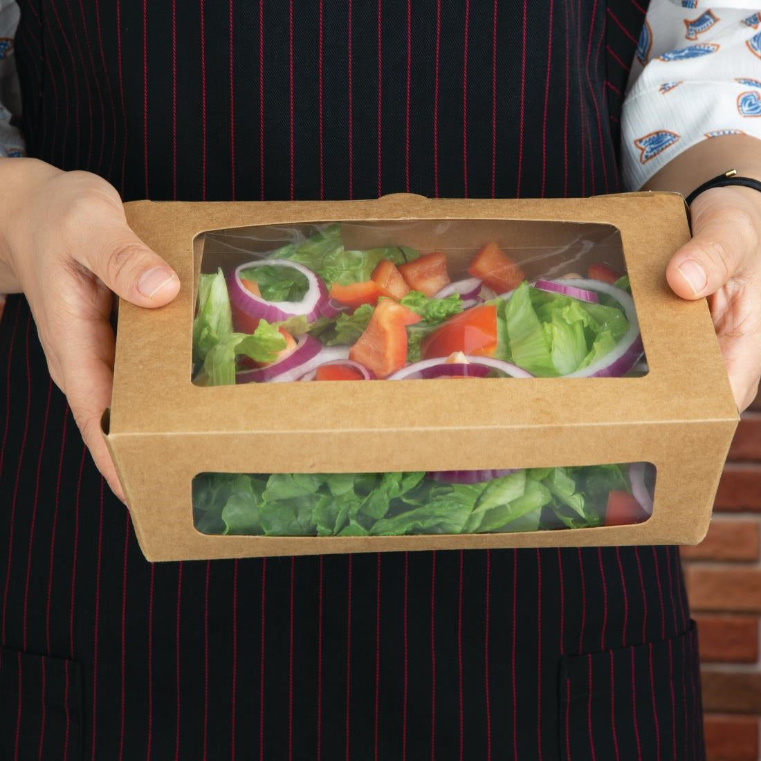 Fiesta Compostable Salad Boxes with PLA Windows 1600ml (200 Pack) (Pack of 200) • PAS-FB678