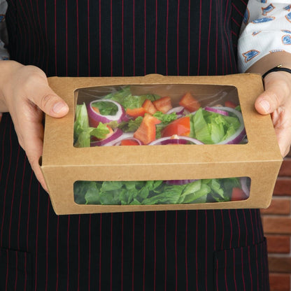 Fiesta Compostable Salad Boxes with PLA Windows 1600ml (200 Pack) (Pack of 200) • PAS-FB678