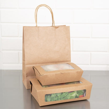 Fiesta Compostable Salad Boxes with PLA Windows 1600ml (200 Pack) (Pack of 200) • PAS-FB678