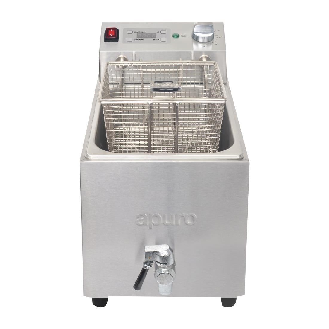 Apuro Single Tank Single Basket 8Ltr Countertop Fryer with Timer 2.9kW • PAS-FC374-A